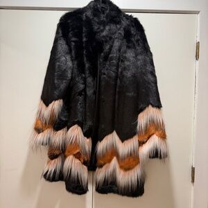 Fabulous Furs Luxurious Black Faux Fur Coat
